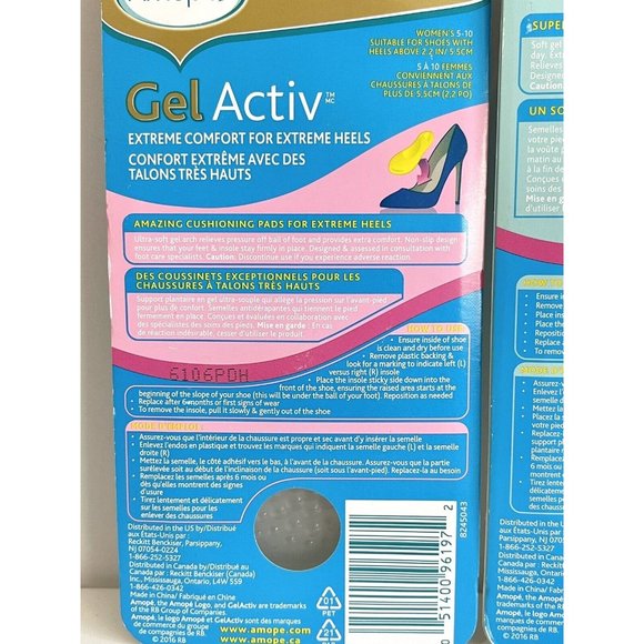 Amopé Gel Activ Ladies High Heel Insoles ~ Comfort Insoles ~ Set of 2 ~ NEW - Picture 7 of 10